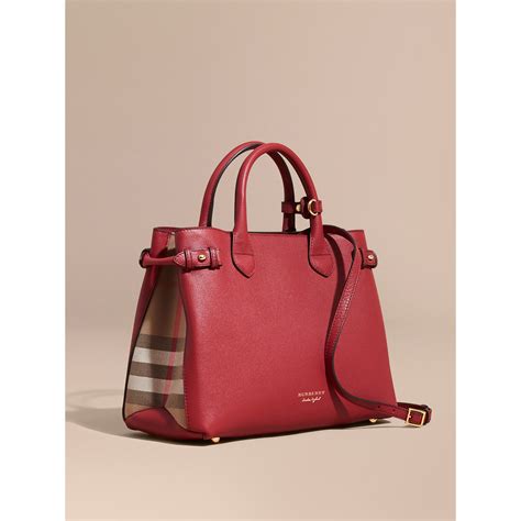 burberry medium banner russet red|BURBERRY House Check Grainy Calfskin Medium Banner Tote .